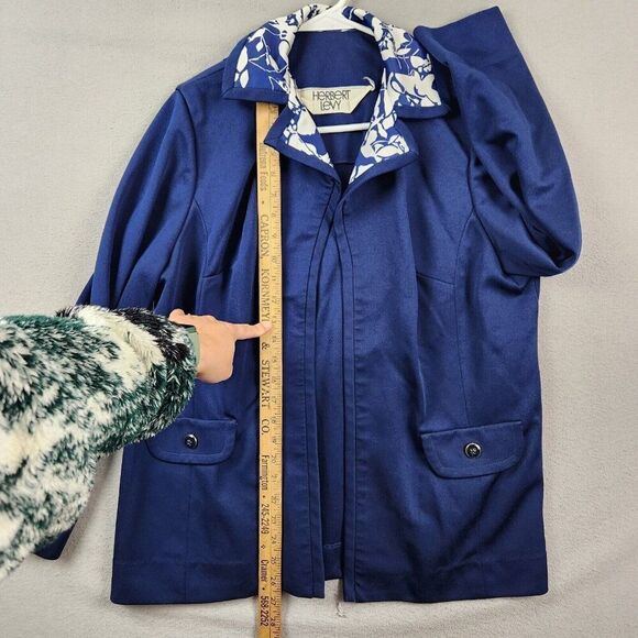 Vintage Women's Herbert Levy Blue Open Blazer Size L - Picture 4 of 7